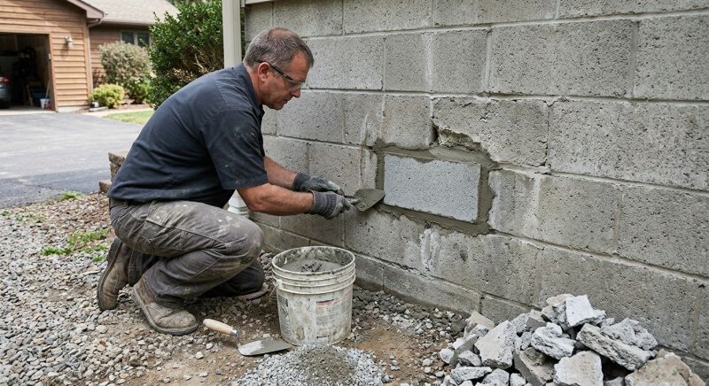 Cinder Block Wall Repair in Rossville, GA